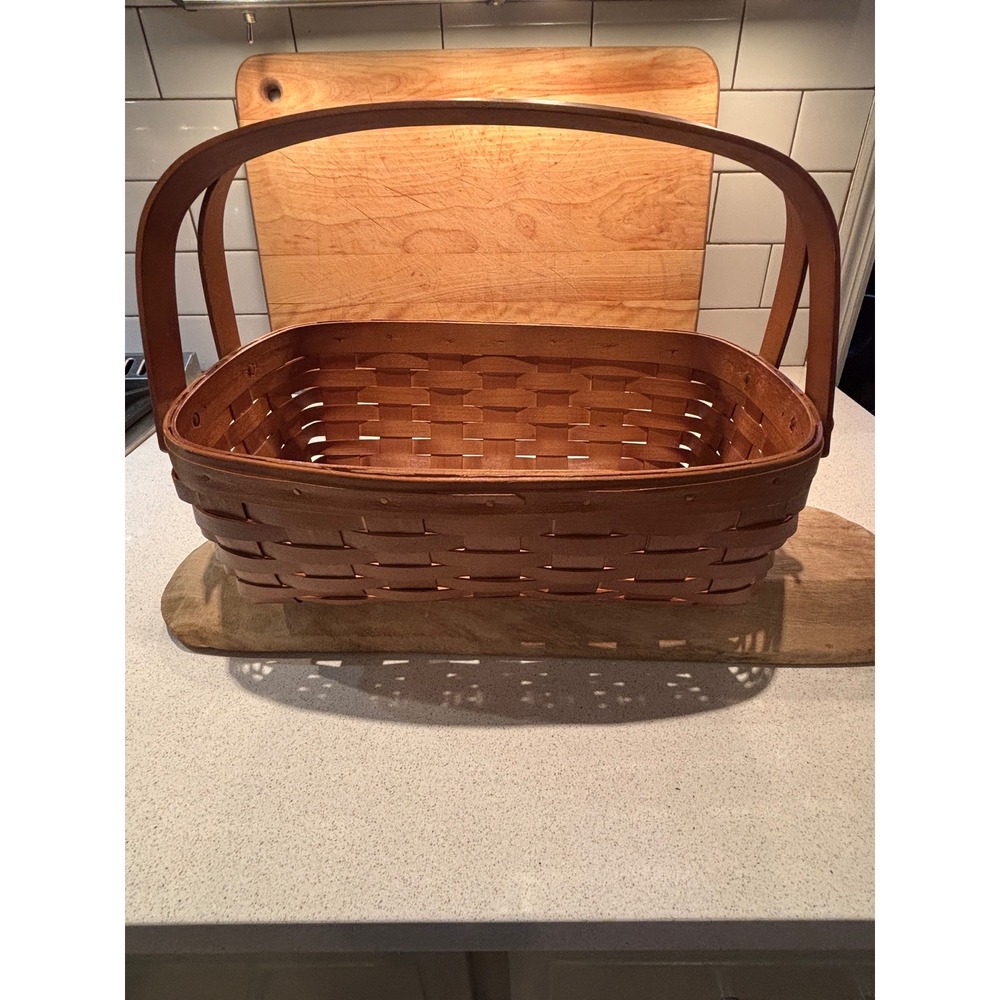Heritage Mint Ltd Canadian Maple Basket Woven Wood Rectangular Dual Handle Brown